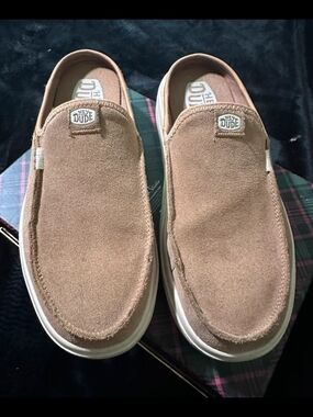 Hey Dude Suede Slip-On Loafers in Light Brown